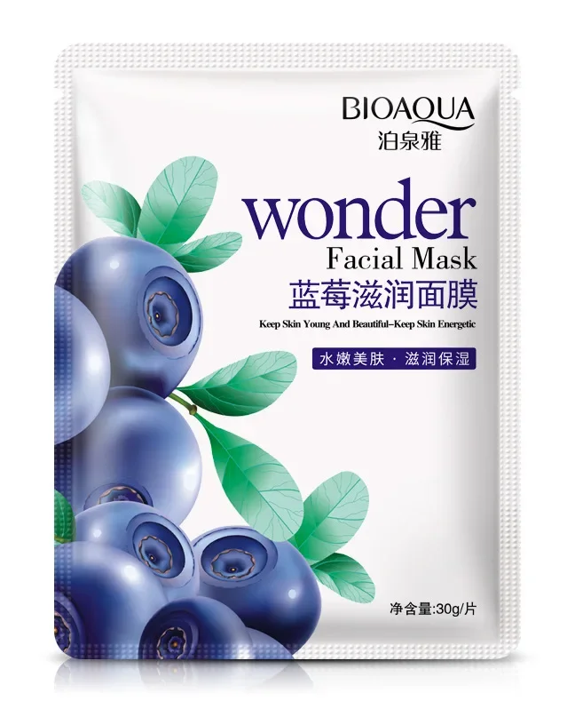 

Bioaqua Blueberry Wonder Face Masks Nourishing Whitening Anti Aging Wrinkle Shrink Pore Brighten Skin Care Wrapped Facial Mask