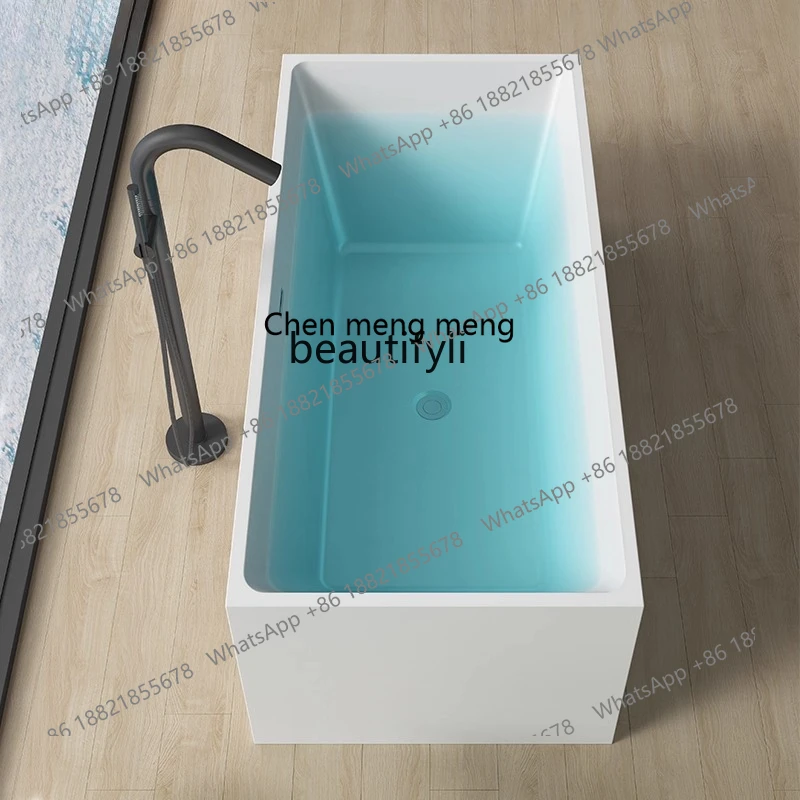 Simple Freestanding Rectangular Acrylic Bathtub for Home Use Japanese Style Small Apartment Bathroom Tub