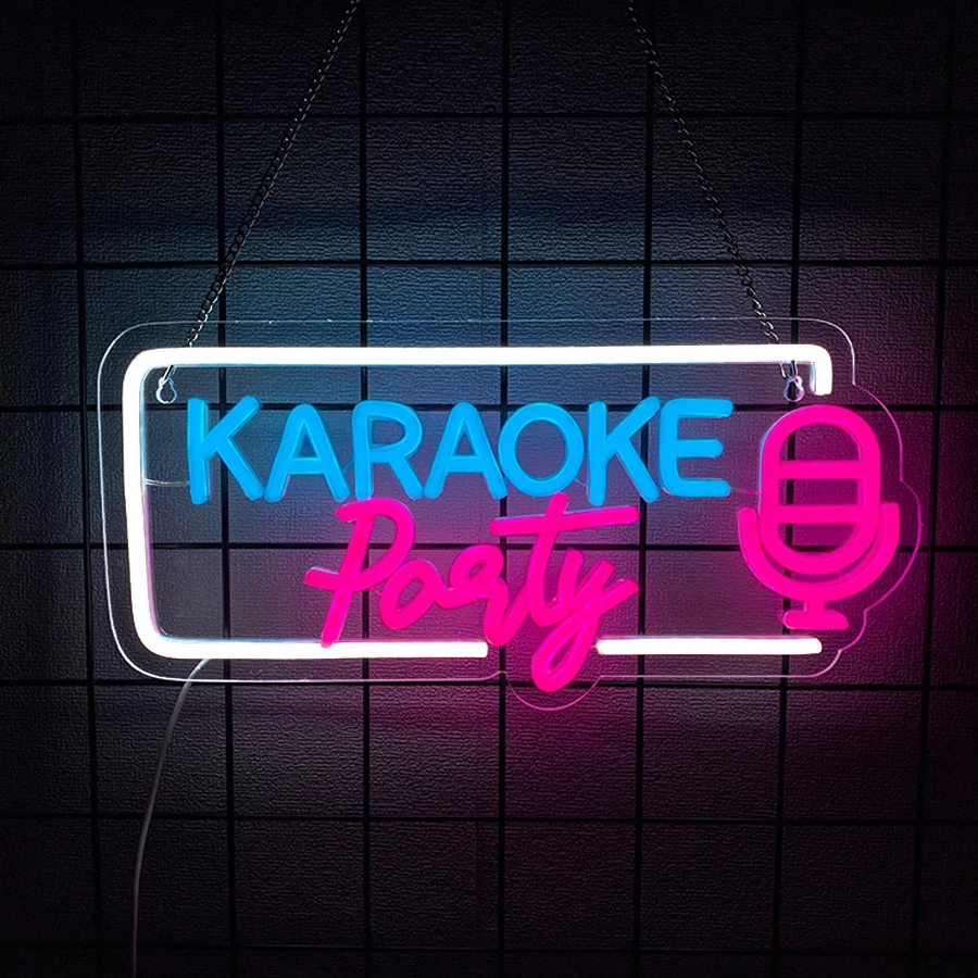Karaoke Party Neon Sign For Wall Decor,Led Neon Light For Music Studio Decor,Man Cave,Birthday Gift,Karaoke Bar,Party,Club