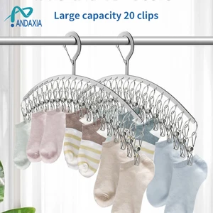 Rack de roupas de aço inoxidável transfronteiriço curvo 6/8/10 clipe meias rack de secagem clipe de aço inoxidável à prova de vento cabide de roupas 10 principais vendas para secar roupa - №2