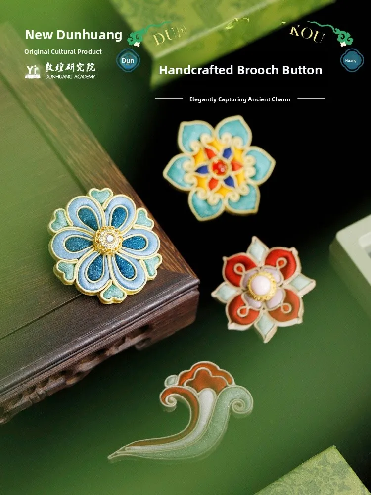 Handmade Dunhuang Embroidery Pin Brooch Traditional Chinese Style Qipao Decoration Hanfu Accessory Ethnicity Cultural Heritag...