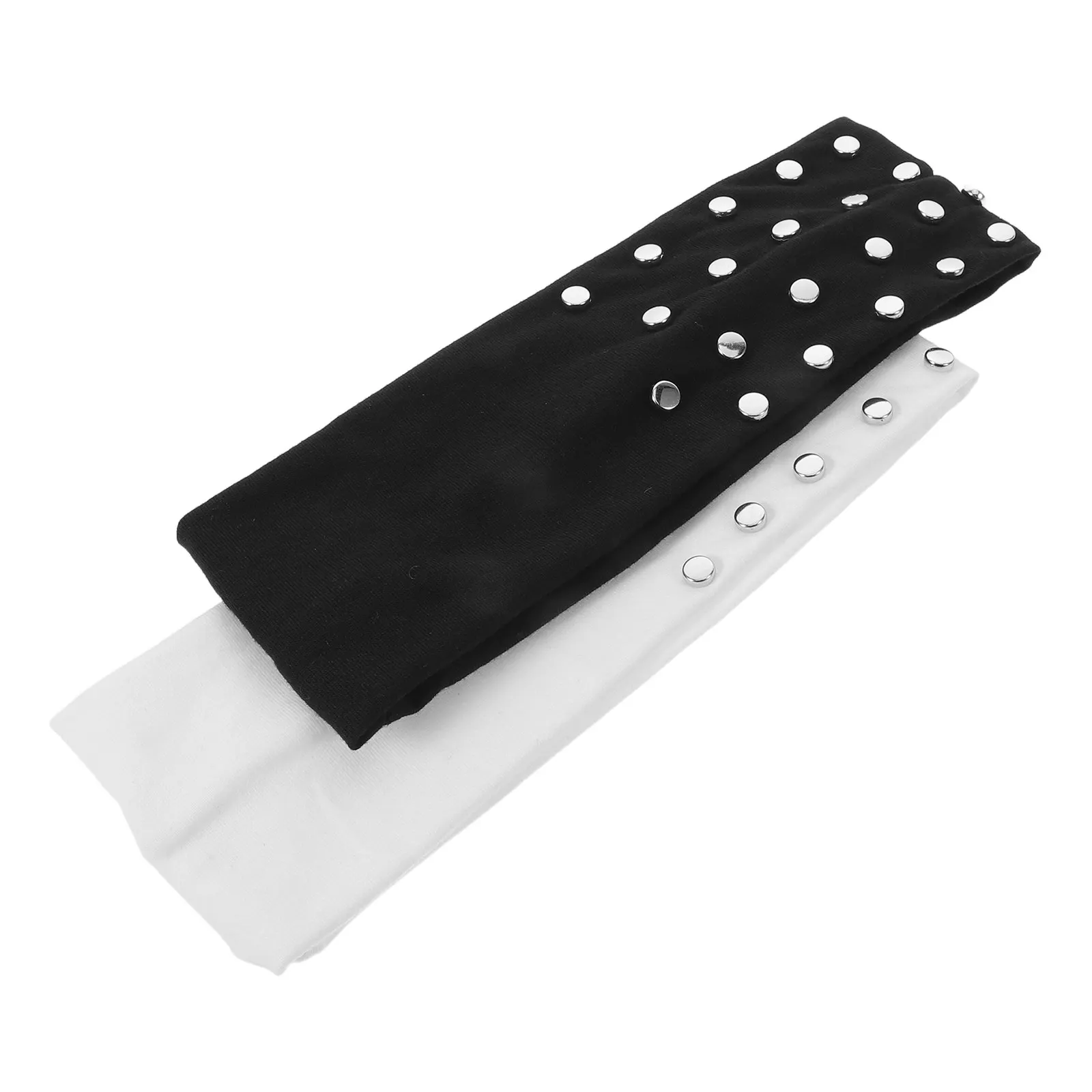 

2Pcs Punk Rock Headbands Soft Breathable Rivet Studded Hair Concert Rock Style Accessories for Women Vintage Punk