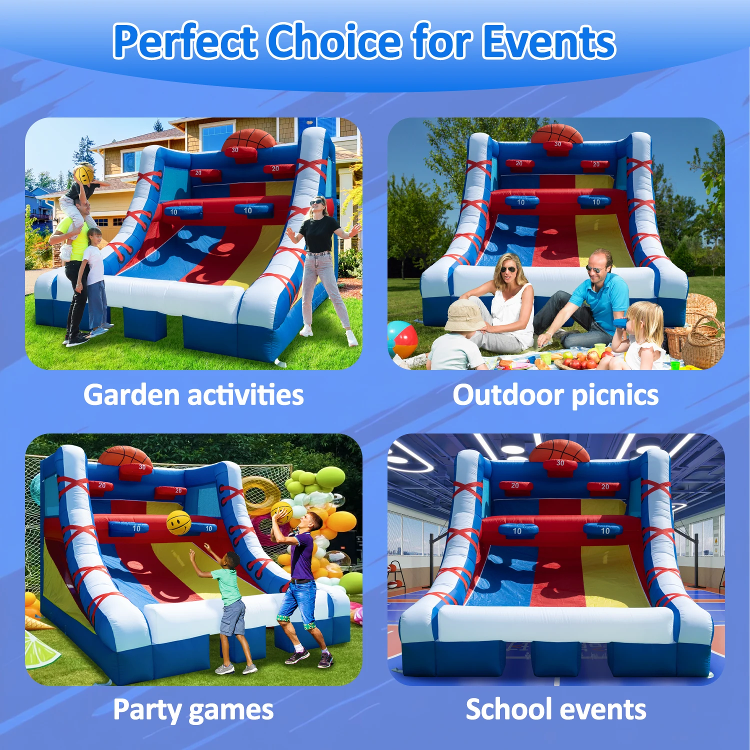 4x3x3mH Inflatable Basketball Hoop Game Basketball Shooting Tossing Game New Popular Carnival Inflatable Kids Games Customizable