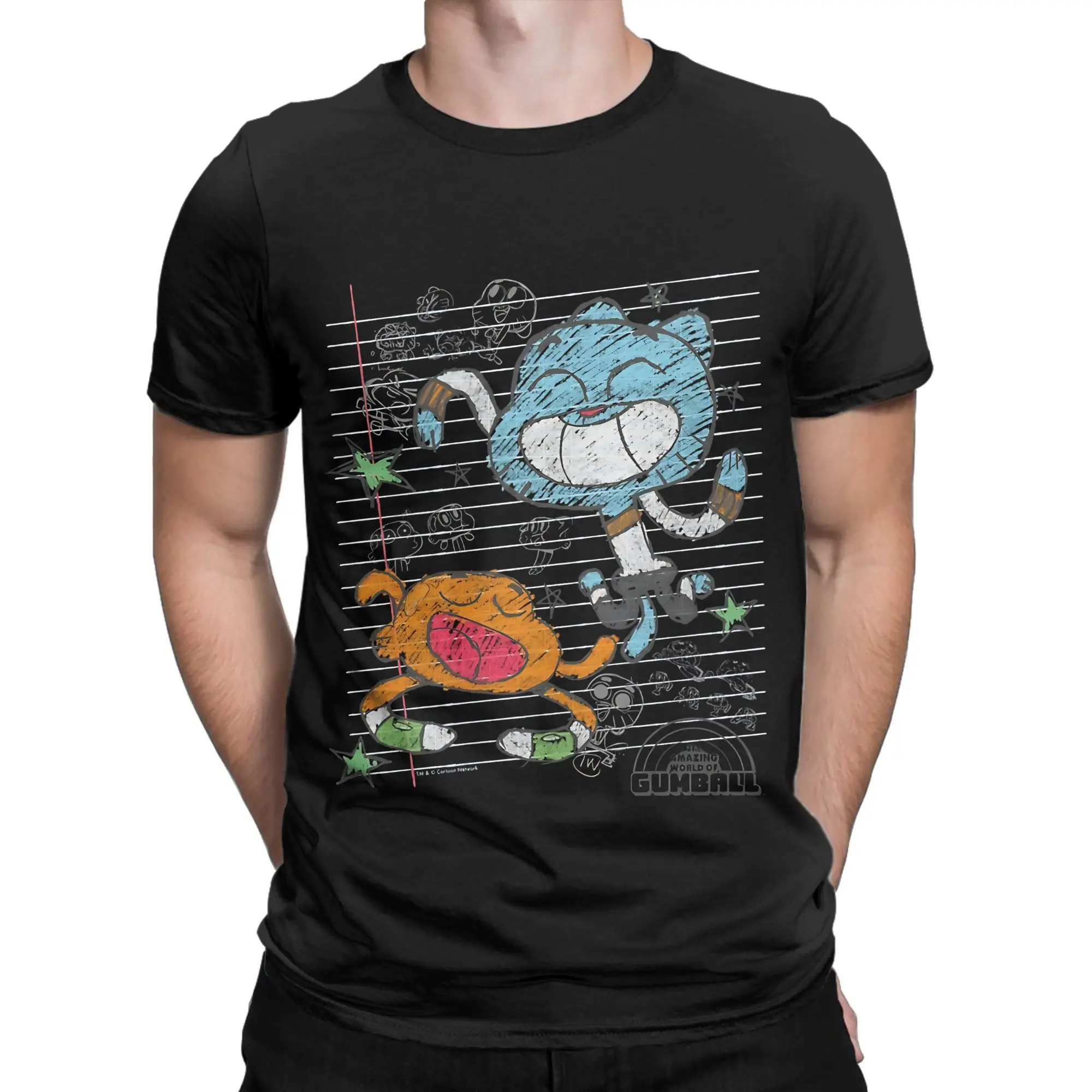 Gumball Darwin Sketched Paper Sweatshirt Essential Graphic 100% Cotton T-Shirt tThe Amazing World of Gumball Tees Tops For Men