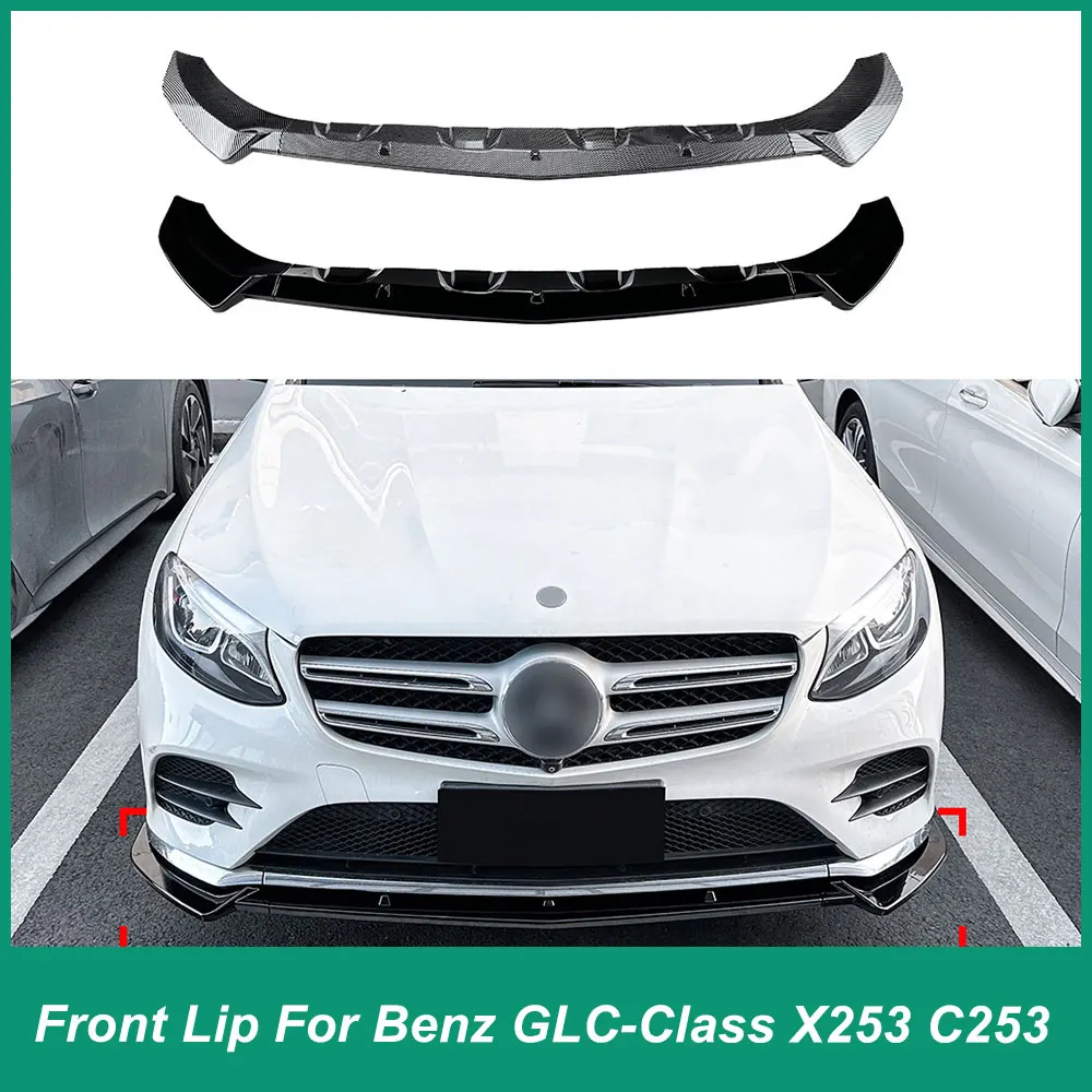 For Mercedes Benz GLC X253 C253 AMG 2016-2019 Front Bumper Spoiler Diffuser Diverter Appearance Modification Kit Black Carbon AB