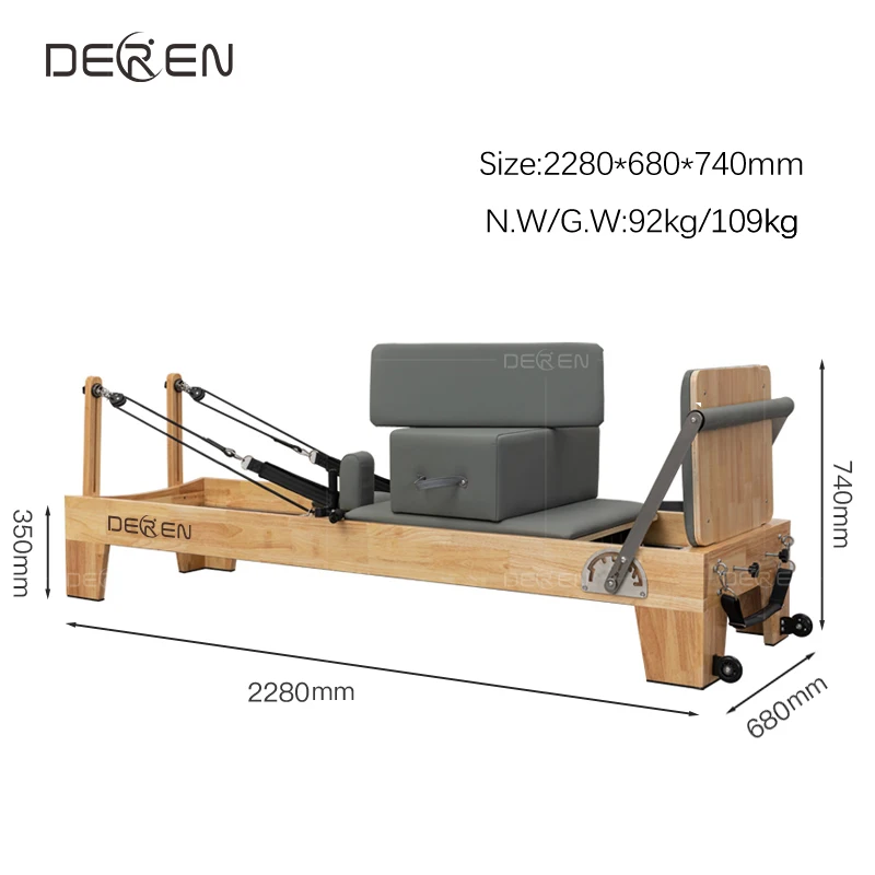 Custom Durable Portable Oak Pilates Reformer Machine-Professional Studio Home Fitness Equipment with Balanced Yoga Body Training