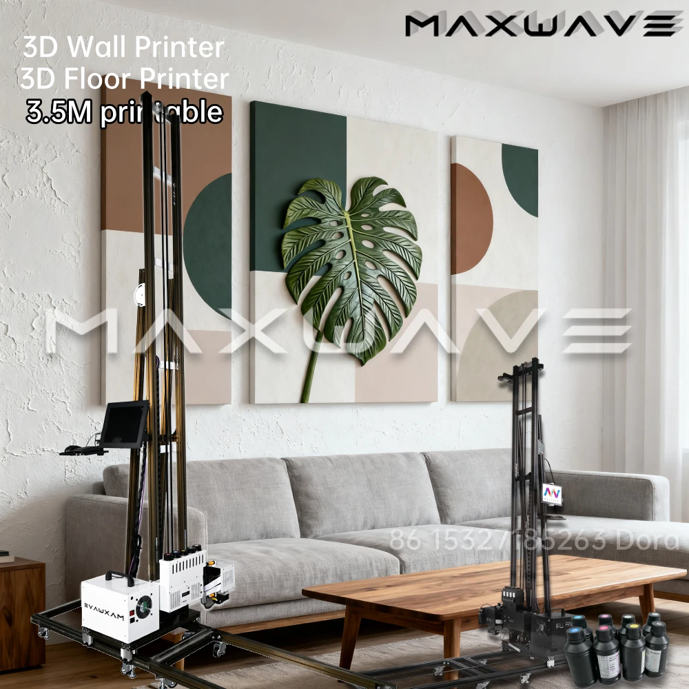 4 Meter UV Wall Printer directly Print on wall Glass Tiles Wood Metal 3D Vertical Wall Painting Printing Printermachine maxwave