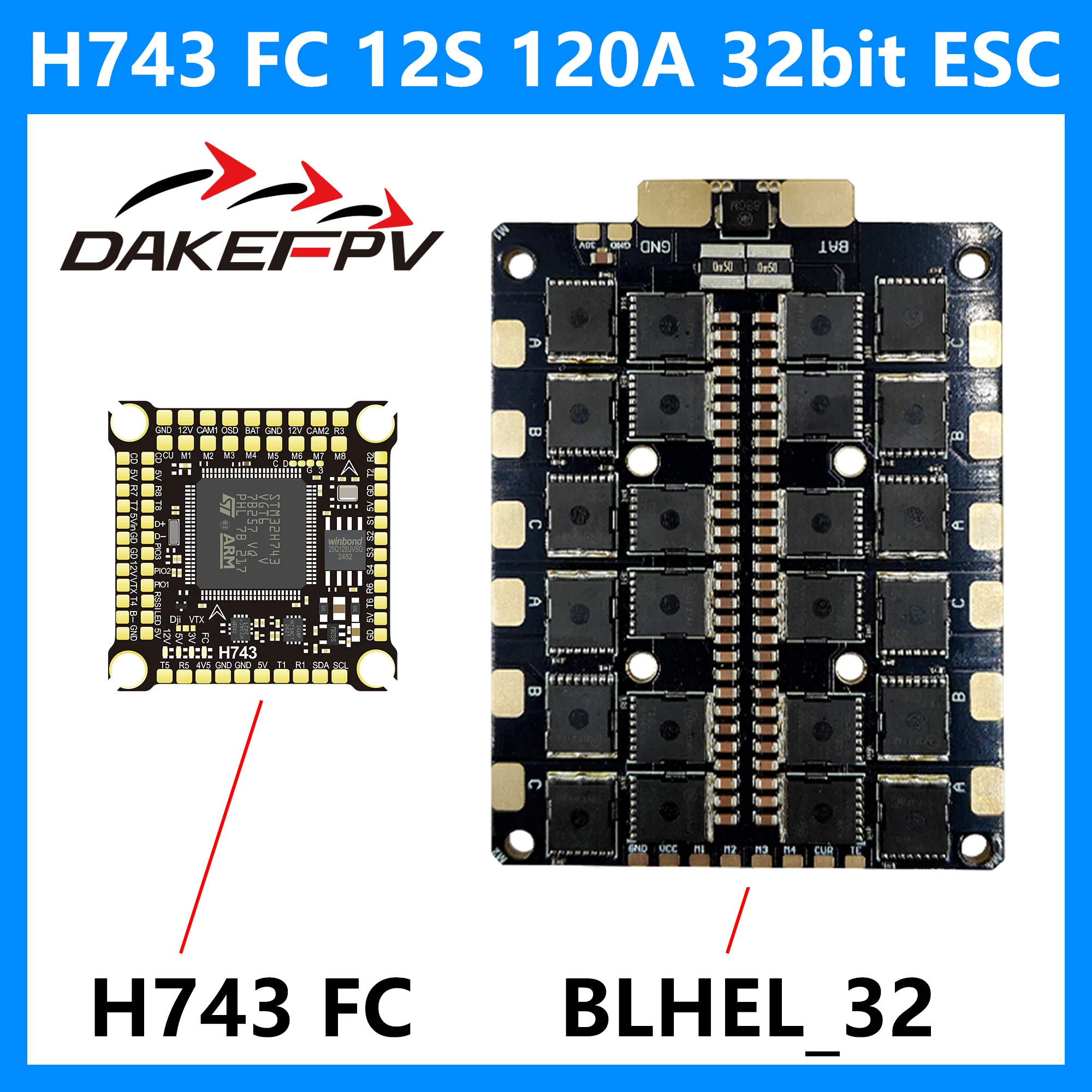 

DAKEFPV BLHEL_32 12S 120A 32-битный ESC 30X30мм, мощный 12S 120A FPV ESC для 10-дюймовых, 15-дюймовых, 18-дюймовых рам FPV-дронов для гонок
