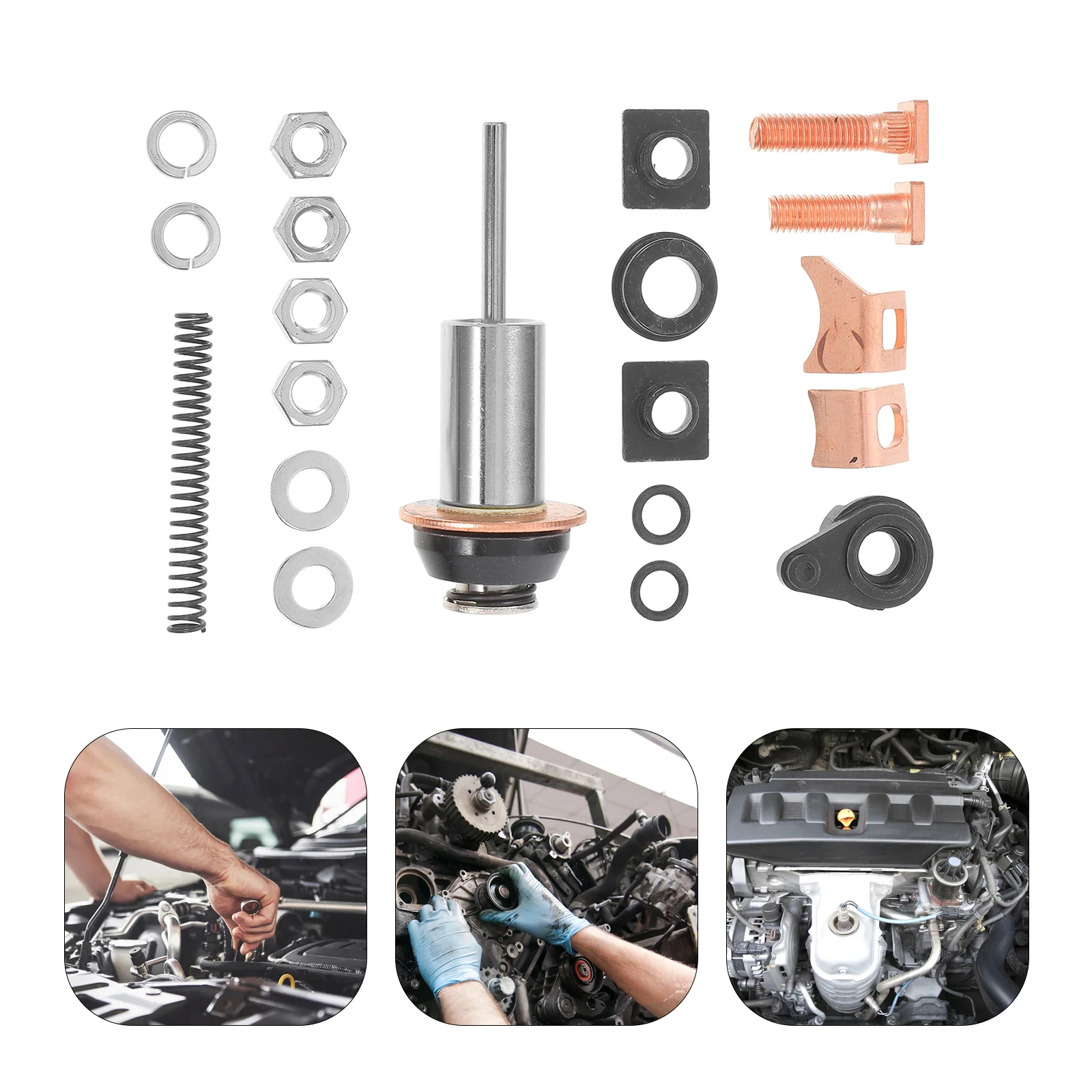 

1Set Starter Motor Repair Kit High Durability Iron Material Efficient Start Repair Kit DIY Car Motor Solenoid Rebuild Automotive