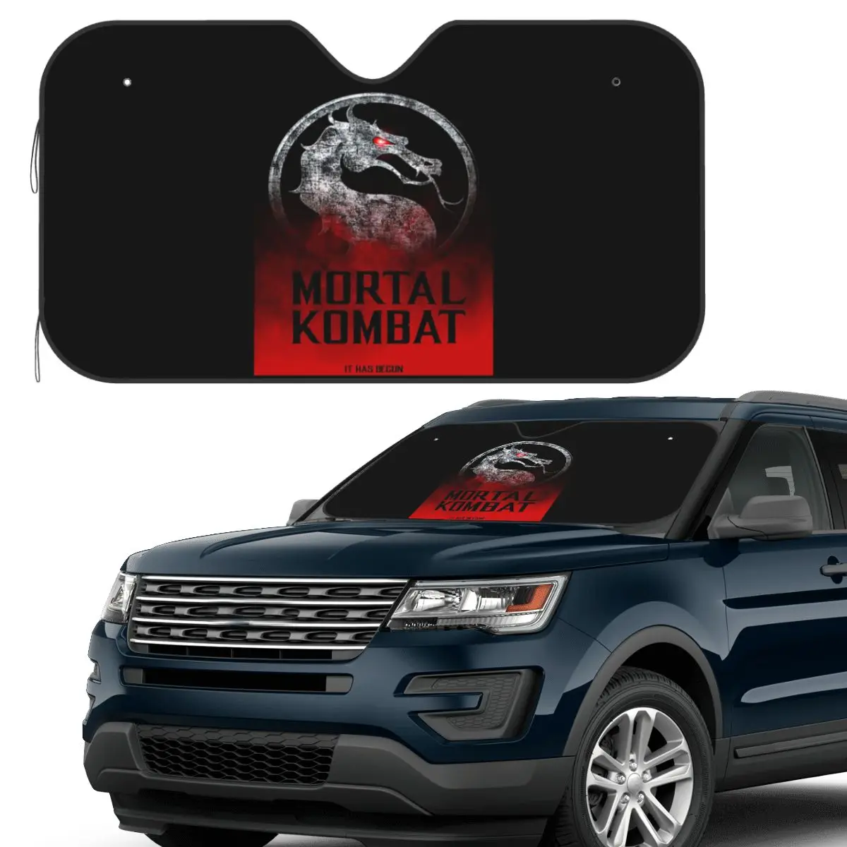 

Солнцезащитный козырек с логотипом Mortal Kombat, лобовое стекло автомобиля, солнцезащитный козырек, аксессуары, чехлы