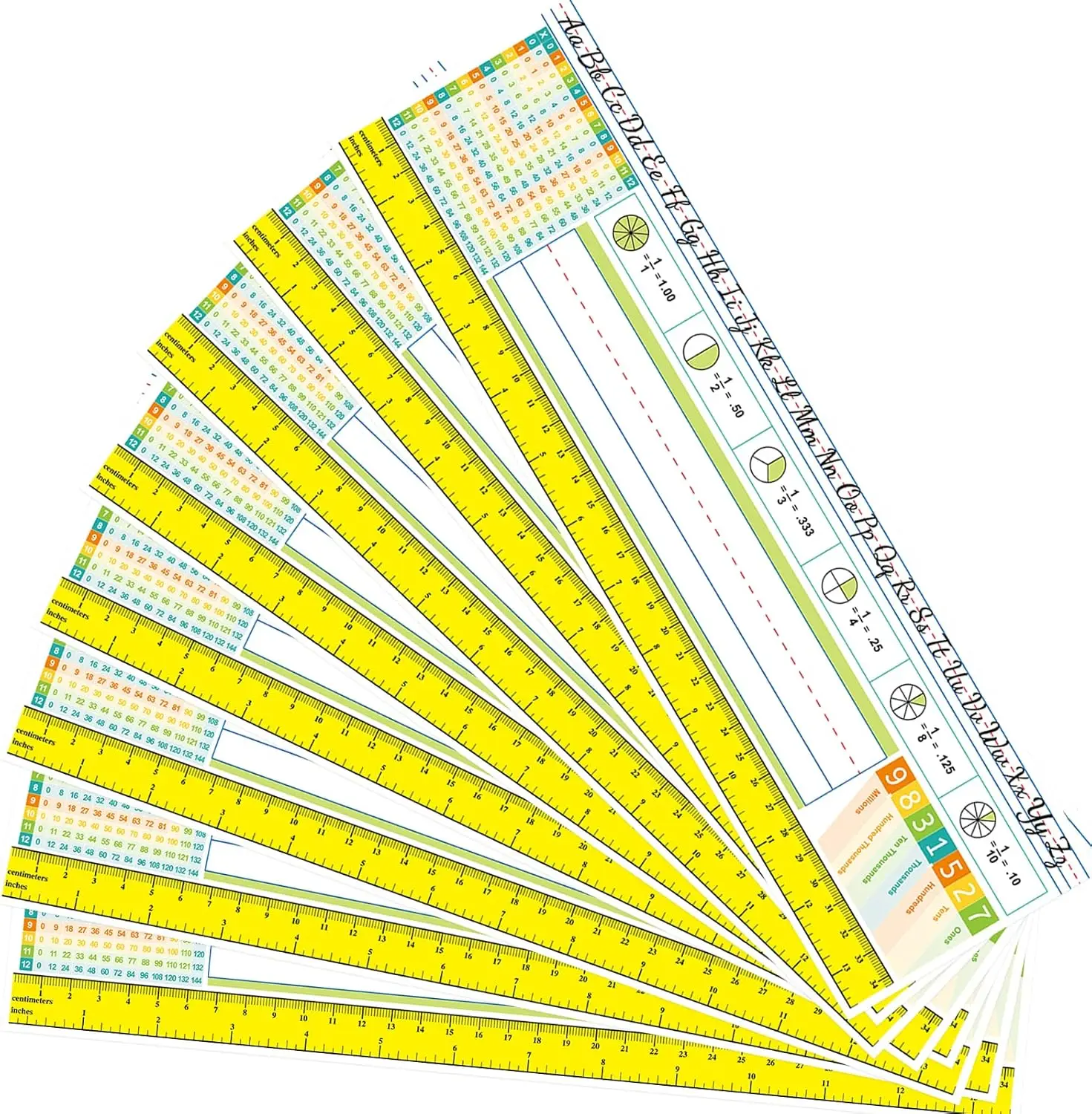 

36 Pack Multiplication Desk Nameplates with Manuscript Alphabet for Students Classroom