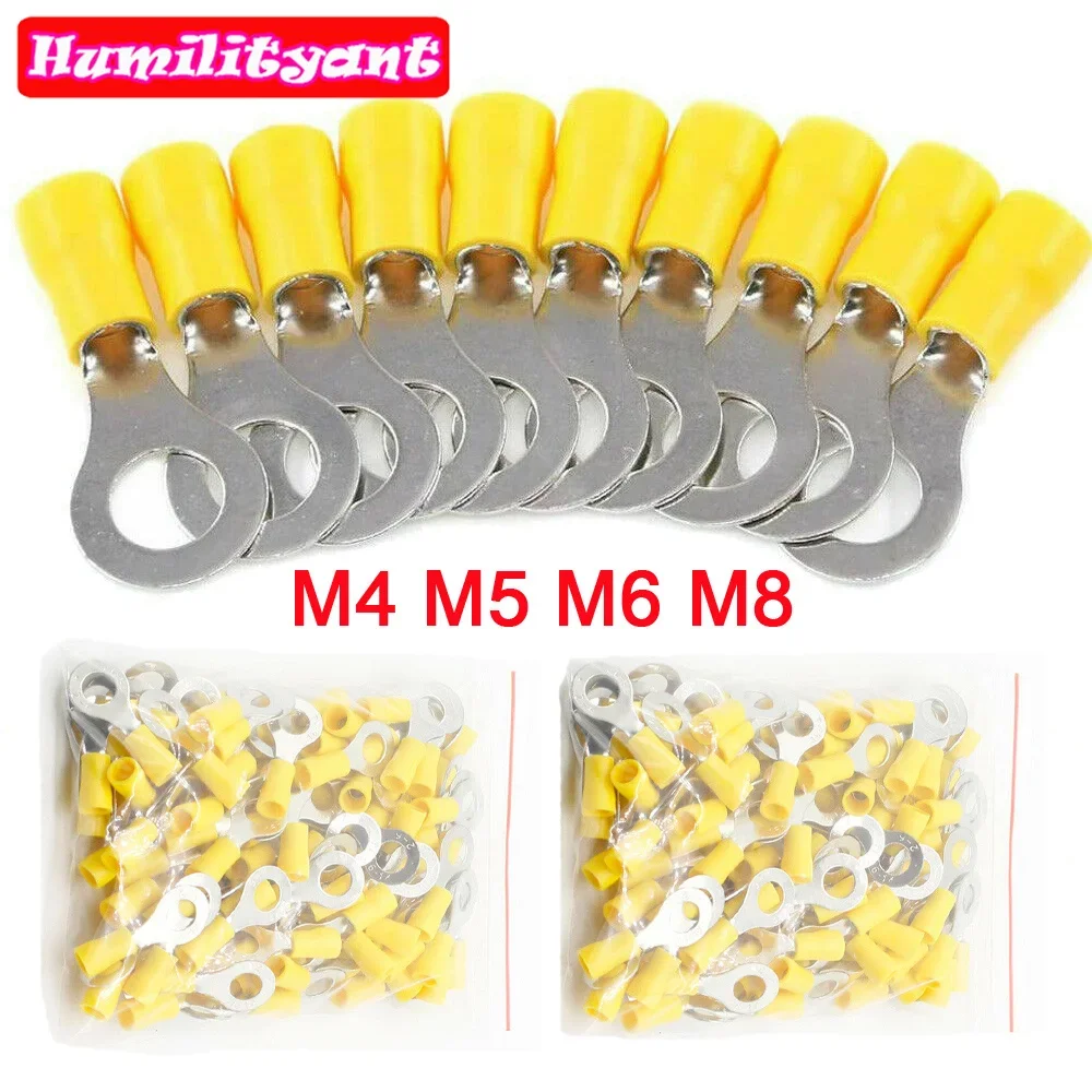 10/50/100 sztuk żółty pierścień 4-6MM izolowane złącze przewodu elektryczny zacisk zaciskany przewód kablowy 12-10AWG Car Audio złącza zaciskane