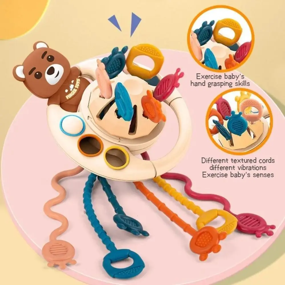 PP Baby Sensory Montessori Toys Sensory Development Grab Ball Silicone Pull String Toy Soft Finger Grasp Training