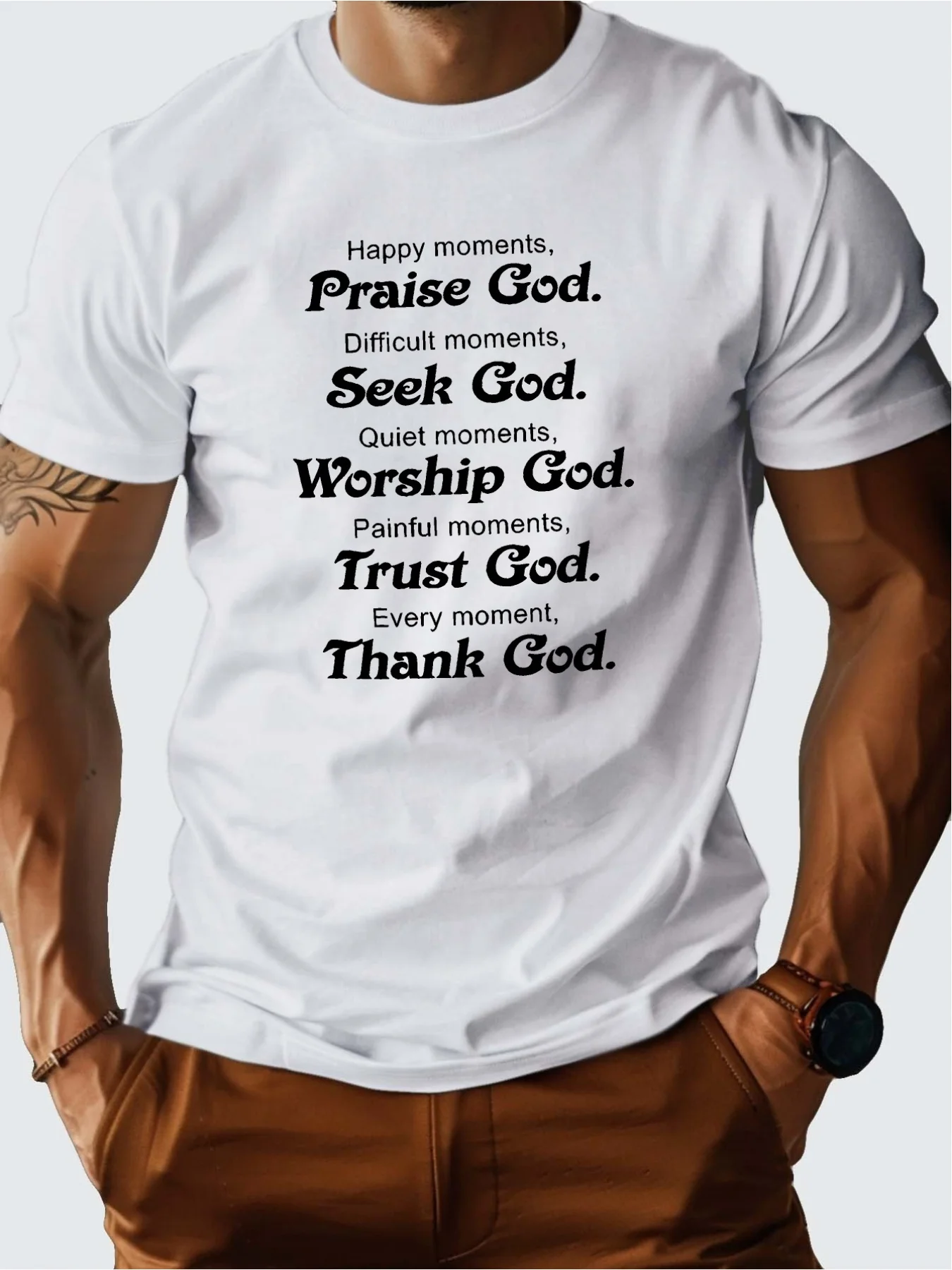 Praise God T-Shirt Summer Men's Tracksuit Crew Neck Short Sleeve Tops Casual Breathable Sportswear Harajuku Fashion Streetwear