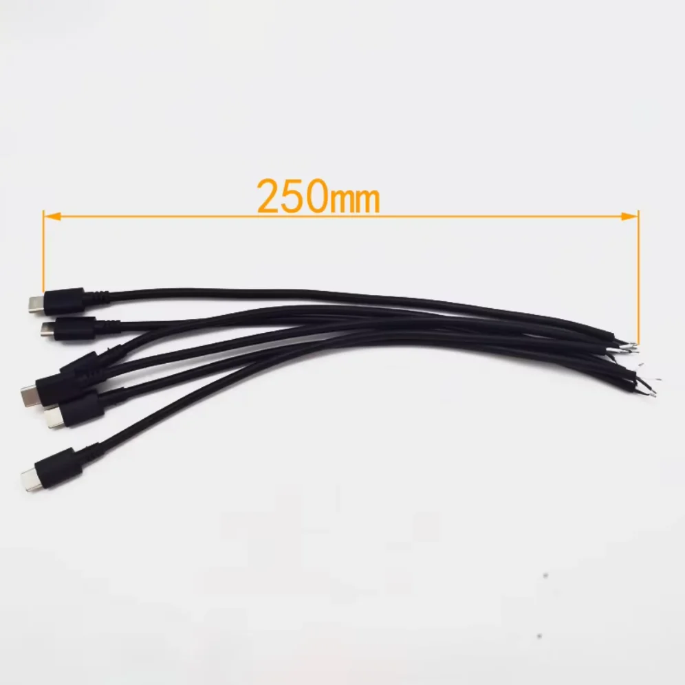 NEW 100pcs 25cm USB C Type-C Cable  Male Plug 2 Wires Power Pigtail Cord DIY Item No.: 4-0415