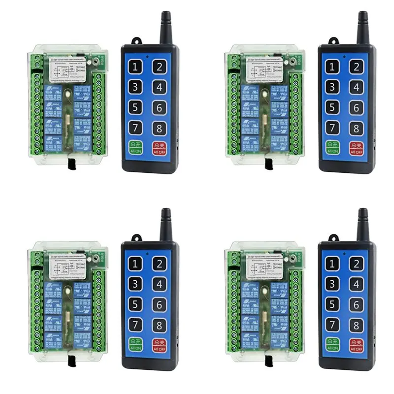 JABS-4X 8 Channel Wireless Rf Remote Control Switch DC 9-72V Remote Control Wireless Remote Motor Control Switch