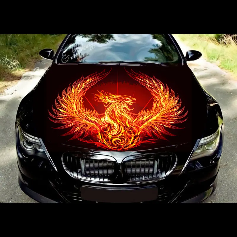 Blue Flame Car Hood Wrap Decal Vinyl Sticker Full Color Graphic Car Sticker Full Color Graphic Custom Image Fit Any Car