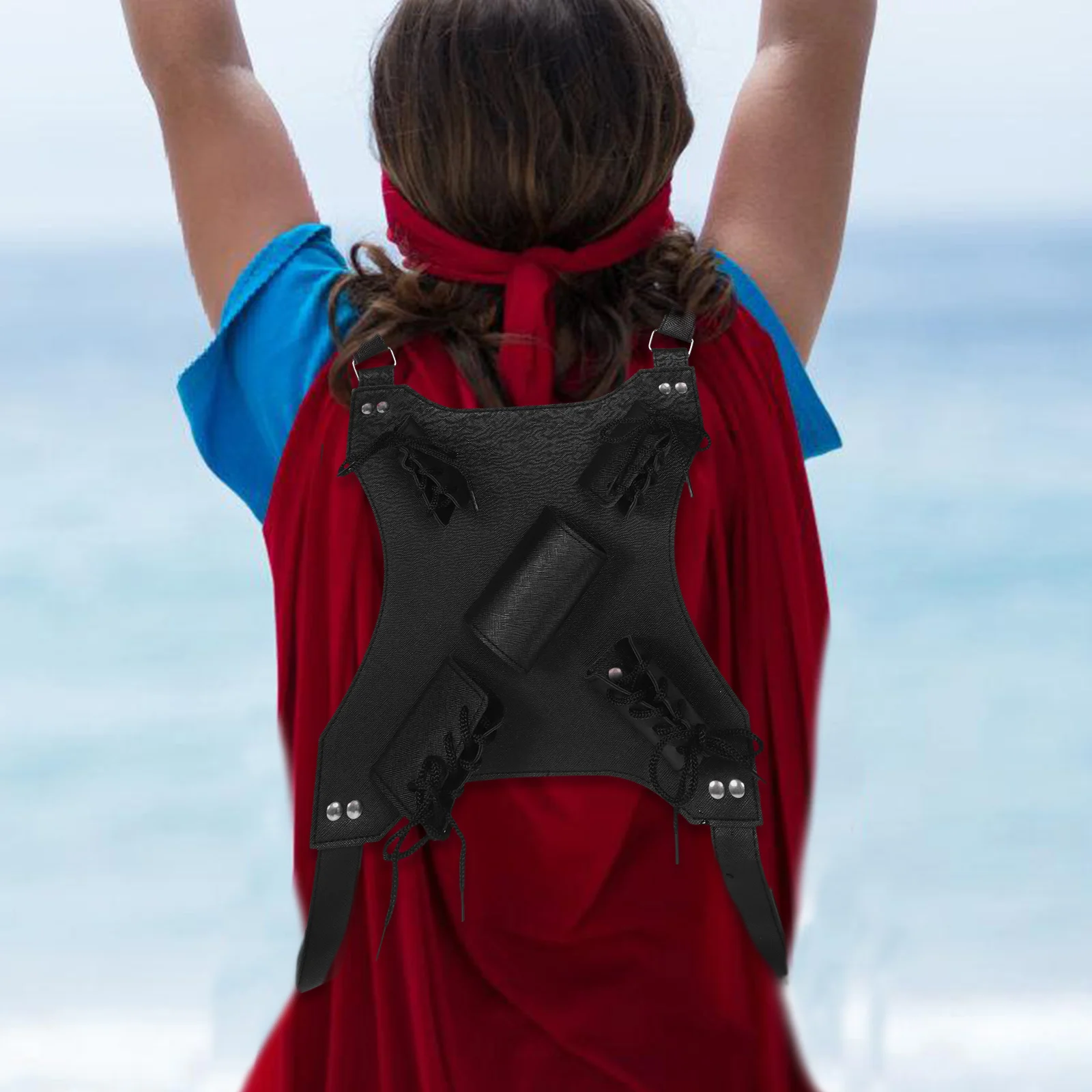 

Sword Holder Back Belt Adjustable Length Dual Shoulder Strap for Kids Adults Black Fake Sword Cosplay Props Twin Swords Toys