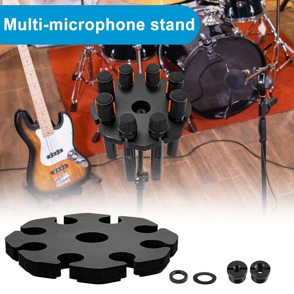 8-Slot Mic Stand Mount Wear Resist Wired and Wireless Mic Holder Mics Organize & Display Holder Microphone Accessories