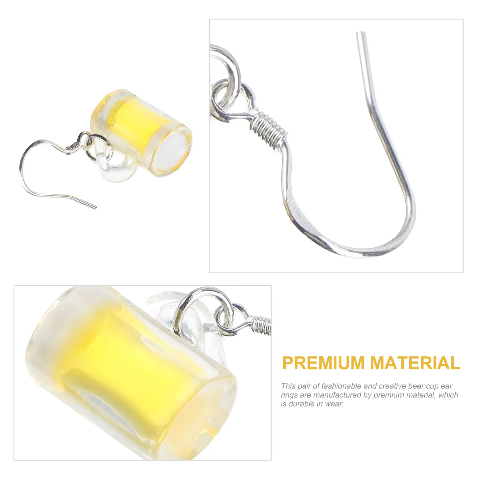 

1 Pair Beer Cup Earrings Stylish No Pierced Eardrop Chic Earbob Creative Beer Mug Pendant Ear Accessories Women Ear Jewelries