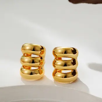 全新潮流三層幾何圓耳夾,無需耳洞,女士假耳骨耳夾飾品 8 最佳銷售 氣袖 - №3