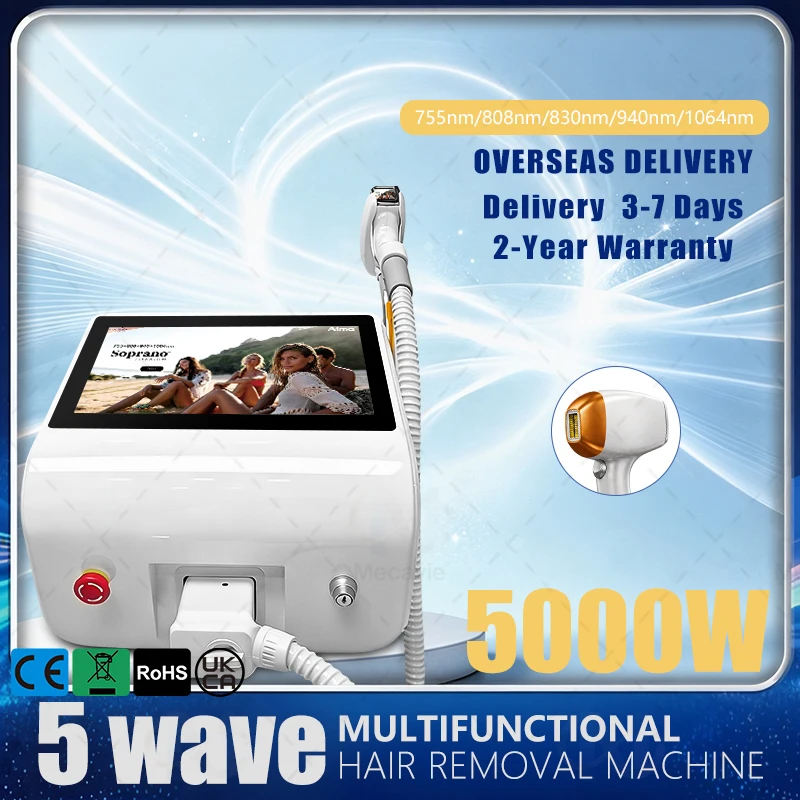 Professional Permanent Painless Hair Removal Machine 5‑Wavelength Freezing Point Device For Salon Clinic Commercial Use