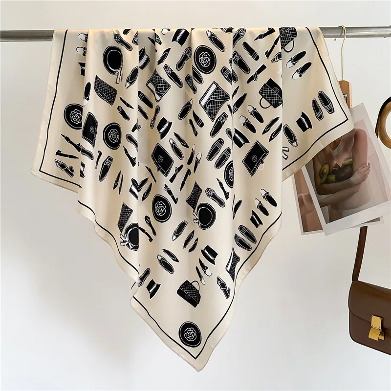Pañuelos de cuello a la moda para mujer, pañuelo estampado, Hijab, chal femenino, diadema, bufandas suaves para el cuello, 90cm