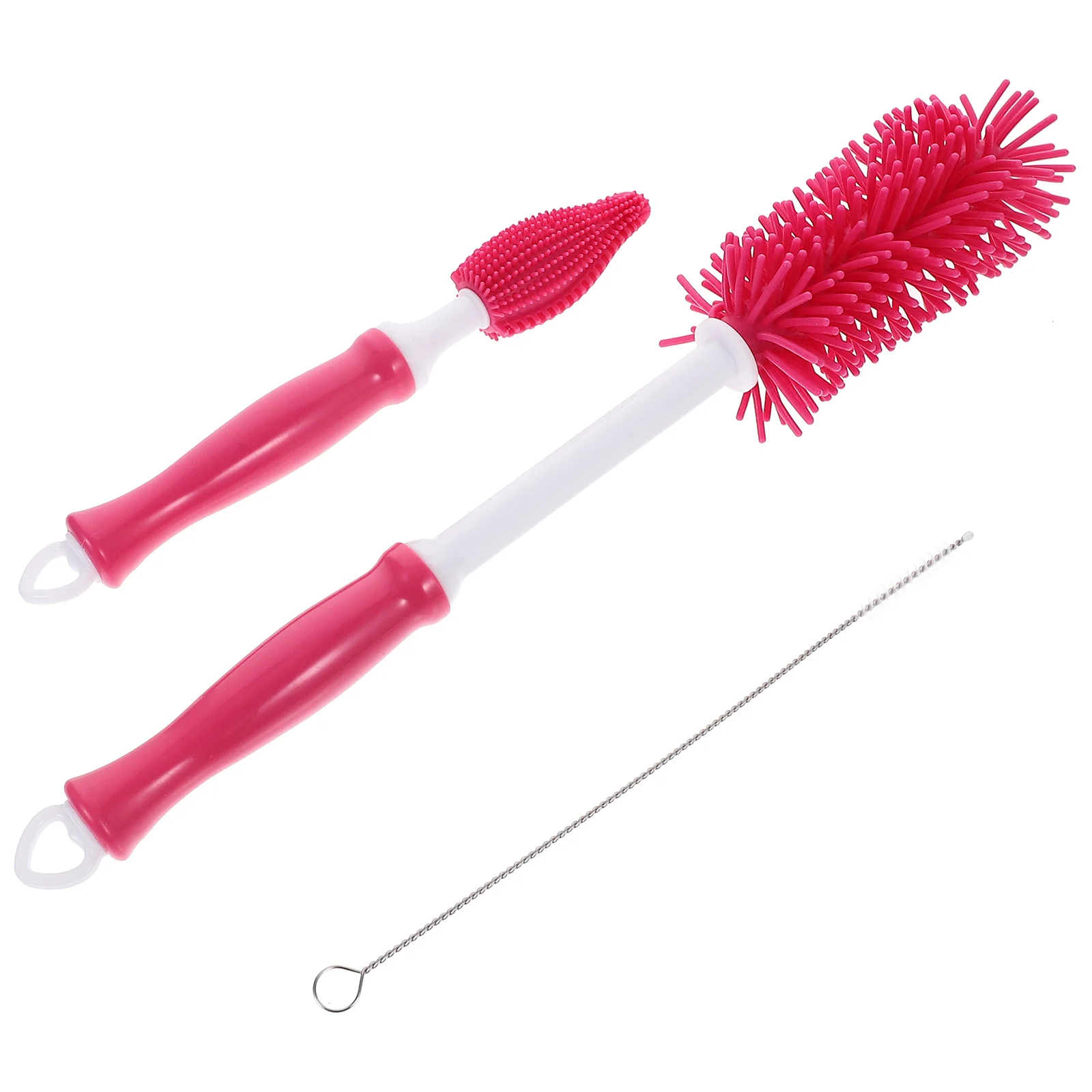 1Pc Baby 360 Degrees Rotating Feeder Cleaning Brush Feeding-Bottle Brush Silicone Nursing Bottle Cleaning Tool with Case(Red)