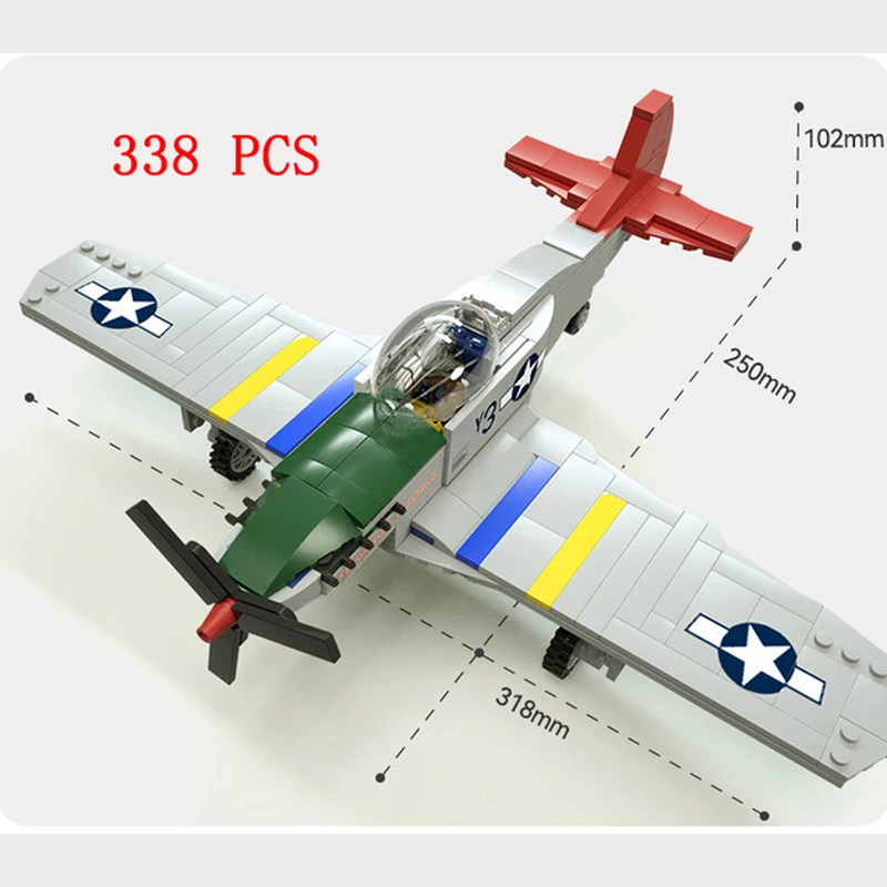 WW2 Airplane German Soviet Plane Building Blocks World War II 2 Military Armor Sets DF-109 ME262 P51 Fighter Warplane For Gift