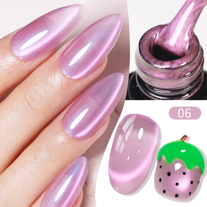 AWStorG 7.5ML Flash Pure Lust Pink Light Heroine Glitter Cat Eye Gel Nail Polish Whitening Ice Transparent High-end Nail Art