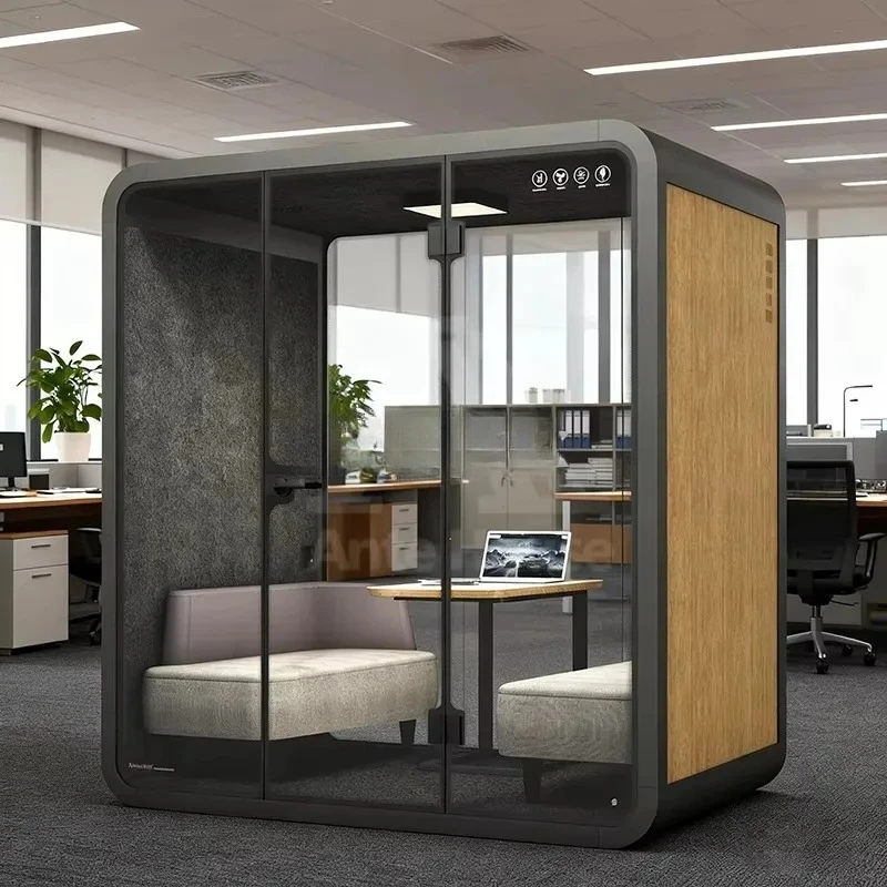 Portable Noise Cancellation Modern Single Person Indoor Soundproof Aluminum Office Working Pod Booth Easy Install Durable Sturdy
