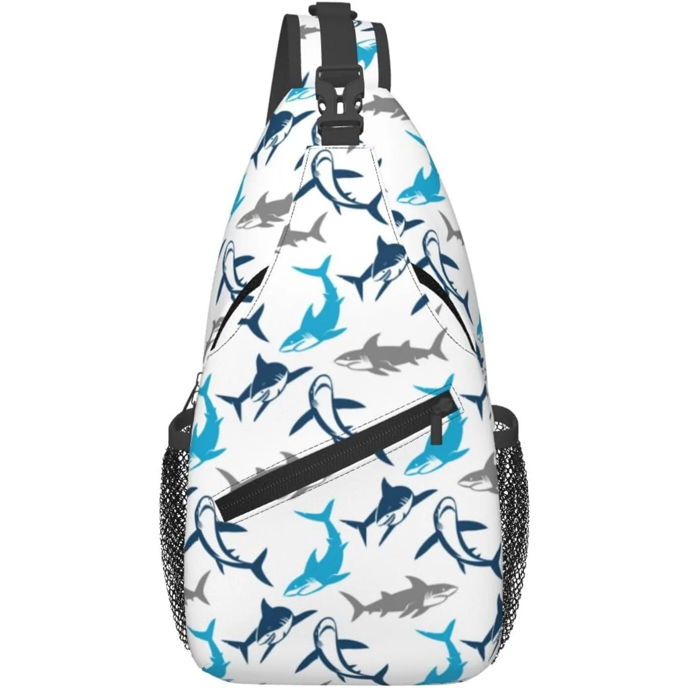 

Shark Print Crossbody Sling Bags for Women Men Abstract Shark Silhouettes Swimming Sea Fish Travel Sling Backpack