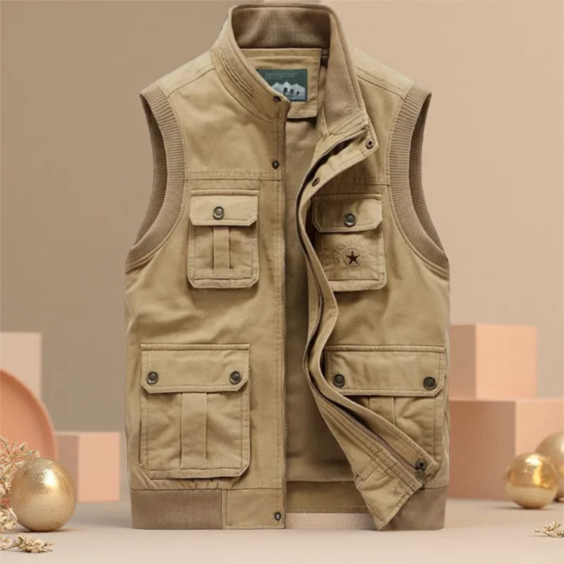 New Military Style Men's Vest 100 Cotton Sleeveless Jacket Male Fishing Outdoor Work Wear Multi Pocket Tool Cargo Army Waistcoat