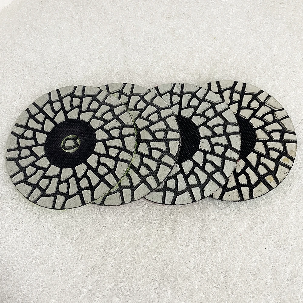 4Pcs 4 Inch 100mm 4 Steps Diamond Resin Grinding Disc Dry Polishing Pad For Grinding Stone Granite Marble And Terrazzo