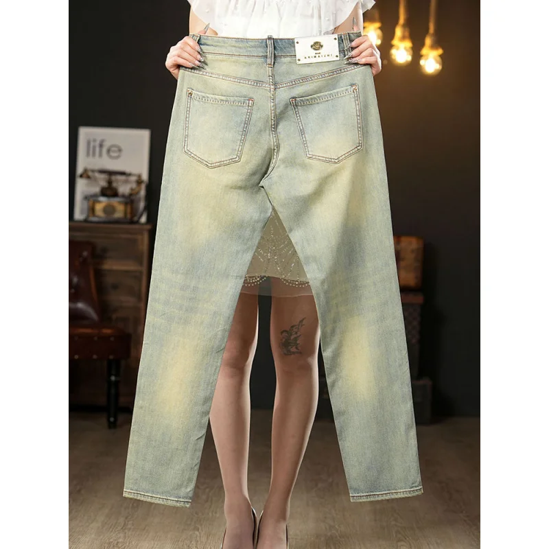 جينز رجالي 2025 صيفي جديد عصري ماركة سليم صالح صغير القدم الاتجاه المألوف عادية رقيقة ريترو الدينيم السراويل