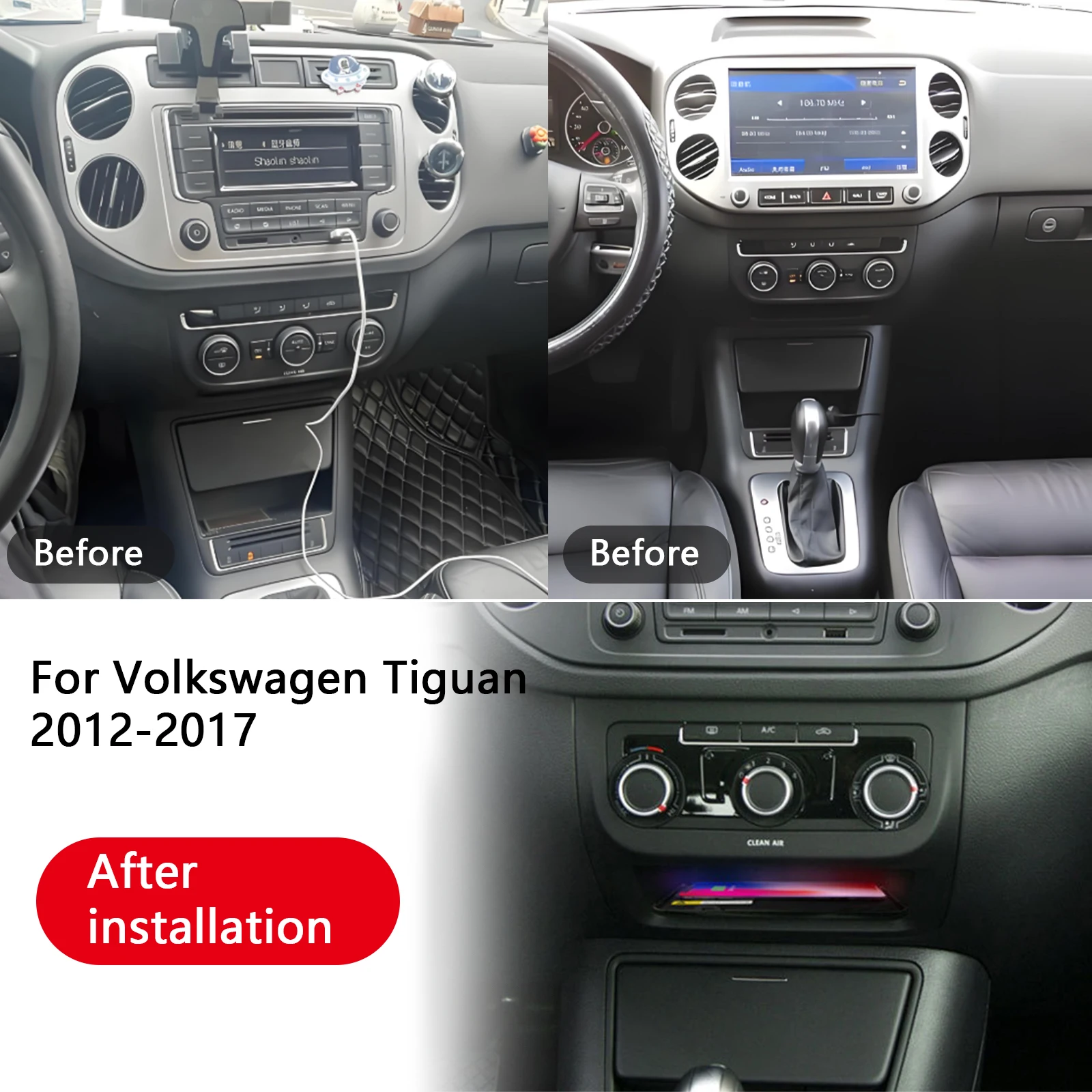 The latest For Volkswagen Tiguan 2012-2017 Car center console phone charger fast wireless charger charging plate charging holder