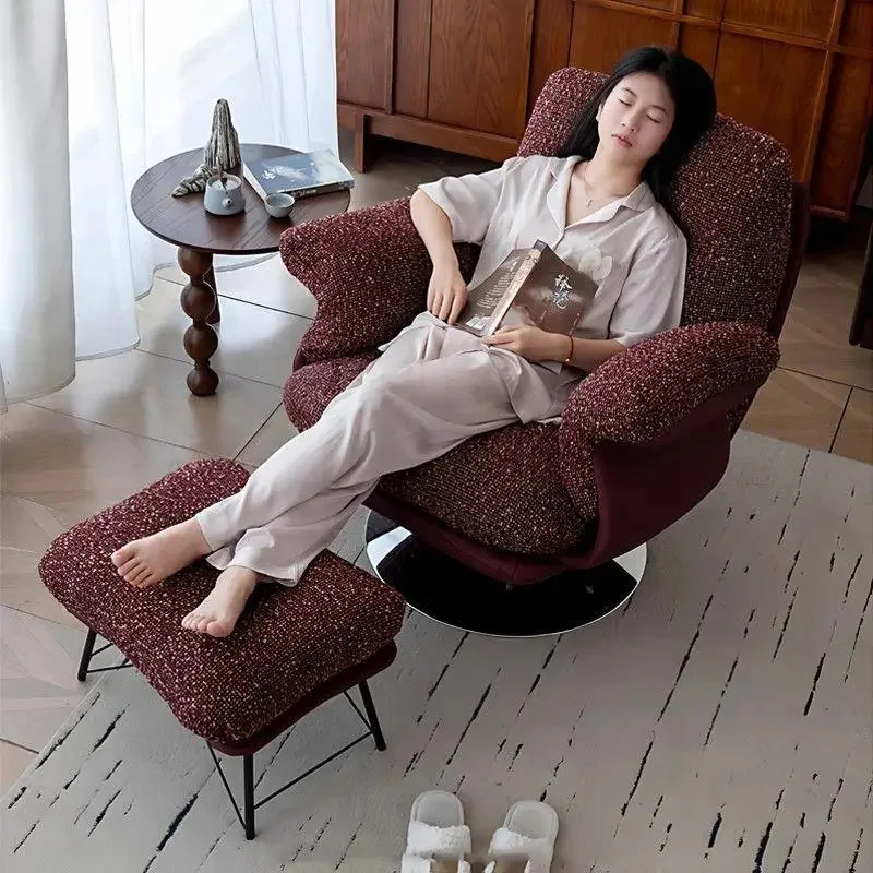 Italian Light Luxury Removable Washable Leather Fabric Single Sofa Chair Retro Lazy Chair For Living Room Balcony