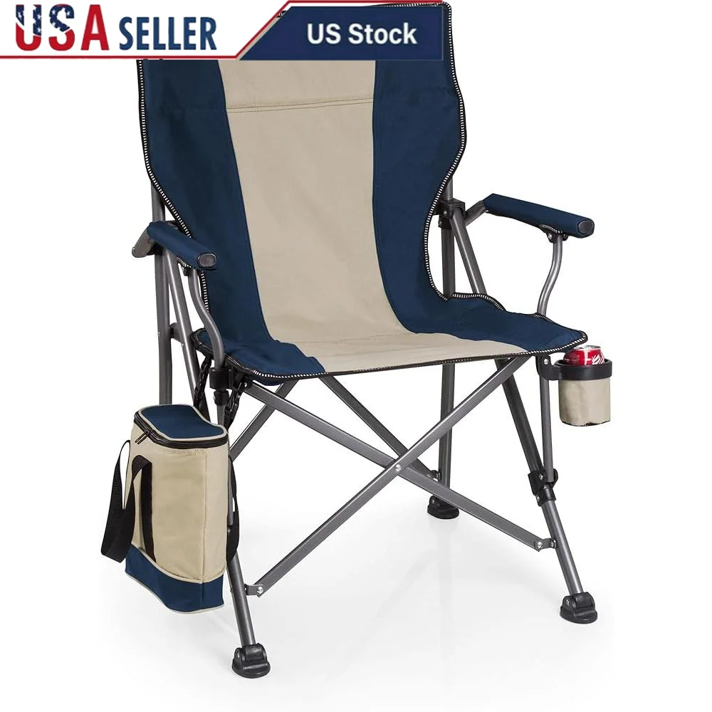 

Portable Camping Chair with Cooler Durable Beach Chair Collapsible Outdoor Chair Tailgating Picnics 400lb Capacity