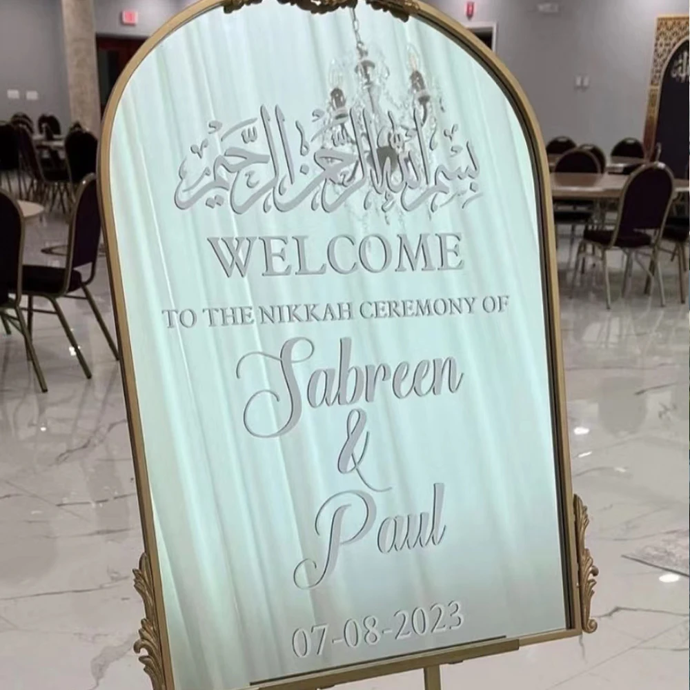 

Welcome Board Stickers Wedding Vinyl Decals Muslim Arabic Sign Welcome To The Nikkah Ceremony Wall Decal Custom Texts