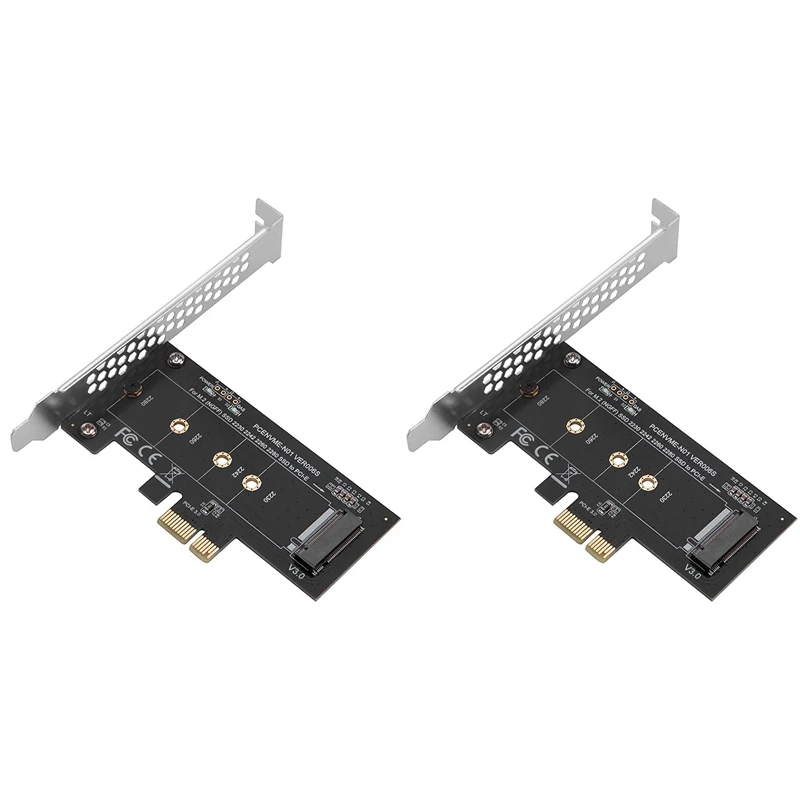 

2 Pcs M.2 SSD M-Key NVME Pcie 3.0 X1 Card Adapter With Low And Full Bracket - Supports M.2 Pcie 2230, 2242, 2260, 2280