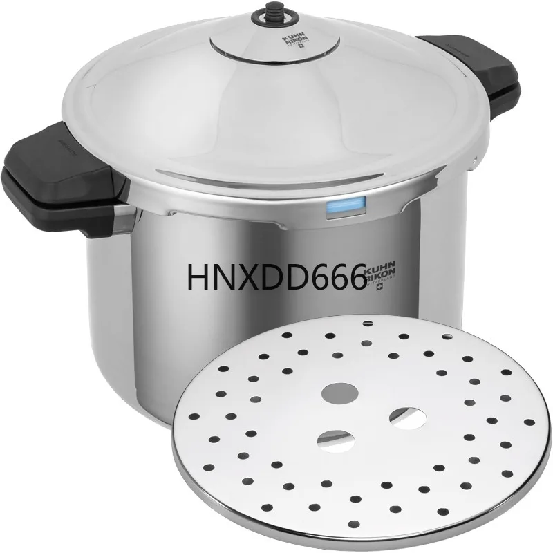 Kuhn Rikon DUROMÁTICO ® Olla a presión 11” 8,45 cuartos familia de 6 bases anchas para un mejor brazalete, Inoxidable
