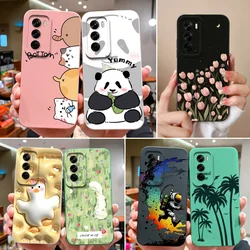 For Oppo Reno 12 Pro Phone Case Tulips Cute Cat Back Cover For Oppo Reno12 12Pro 5G Soft Smooth Liquid Silicone Camera Protector