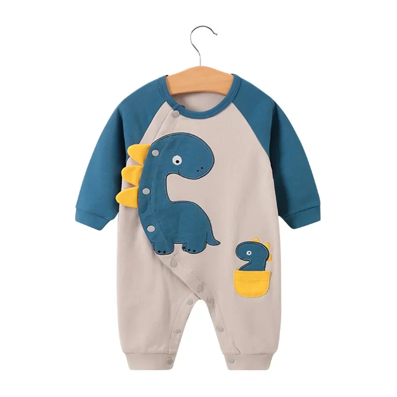 Newborn Boys Girls Onesie Spring Infant Long Sleeve 100% Cotton Romper Clothes 0-12M Dinosaur Bodysuit Clothing