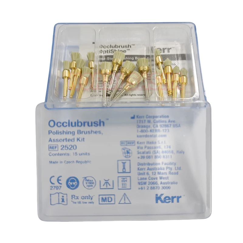 Kerr Occlubrush Polishing Brushes Assorted Kit REF2520 Dental Gold Brush Kerr Small/Regular Cup Point Polishing Brushes