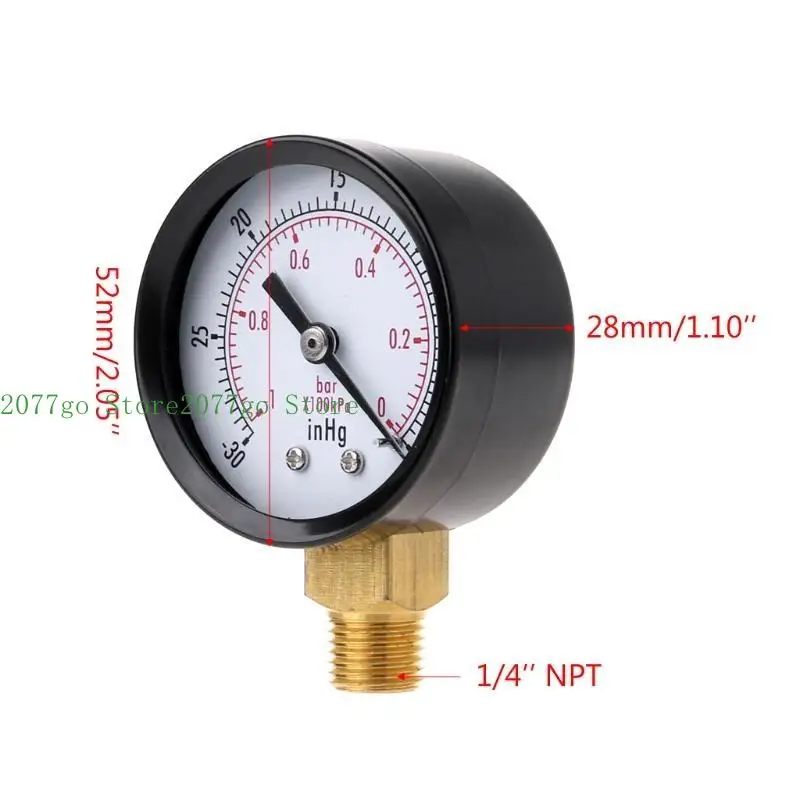 

Y1UD Vacuum Pressure Gauge 2-1/2" Clear dial 1/4"NPT Bottom Connection Dual Scales