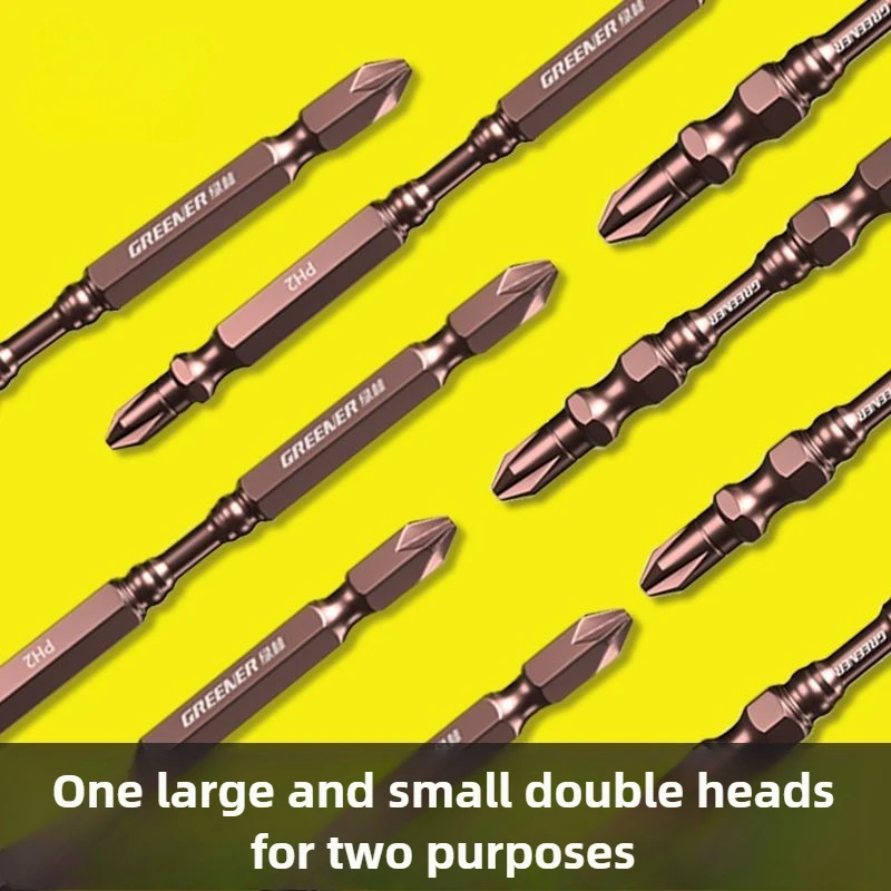 Greener Double-Head S2 5.0mm/6.35mm Screwdriver Bit Chrome Vanadium Alloy Steel 1/4\'\' Inch Hex Head Electric Screwdriver Bits