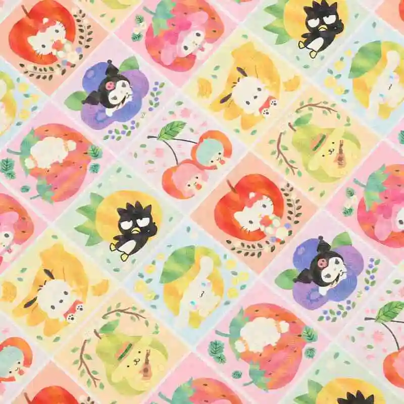 20 Count Plain Cotton Sanrio Hello Kitty Print Fabric for Sewing Patchwork Handmade DIY Bag Clothing Dress fabrics