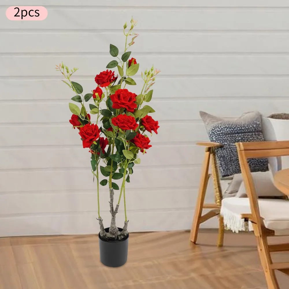 

Modern Handmade 2 Pieces Artificial Rose Tree, Fake Flowers Tree, Artificial Flower Plant