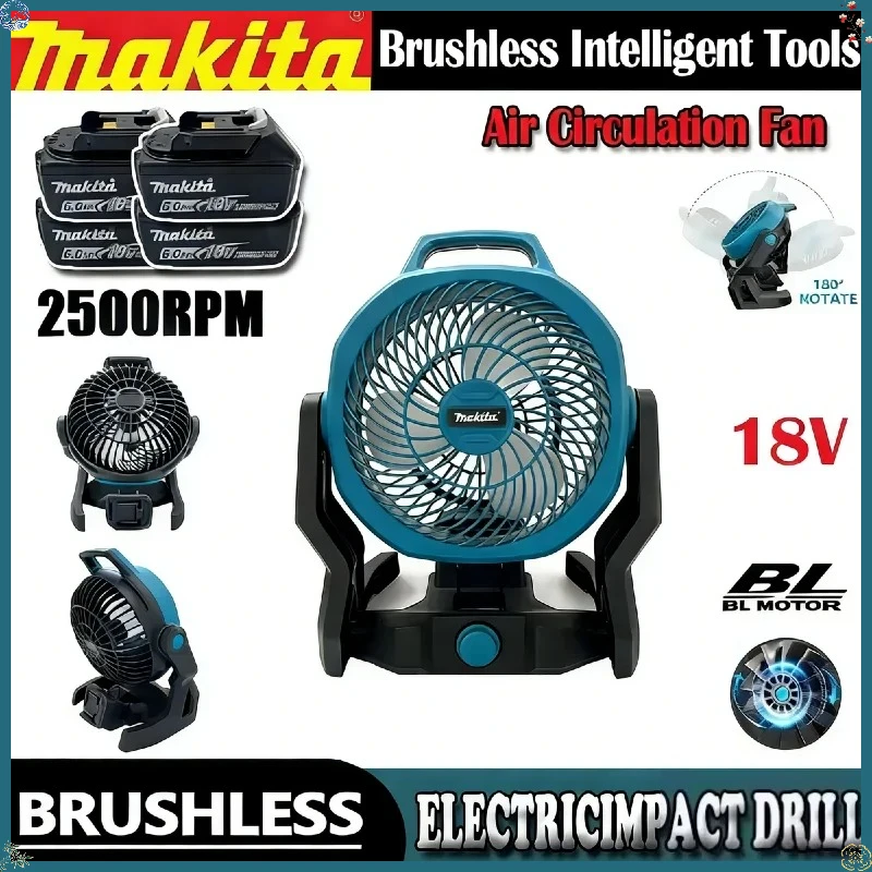 

Makita 18V Wireless Outdoor Camping Fan 270° Adjustable Head Rechargeable Tent Air Circulator Portable Power Tool Fan
