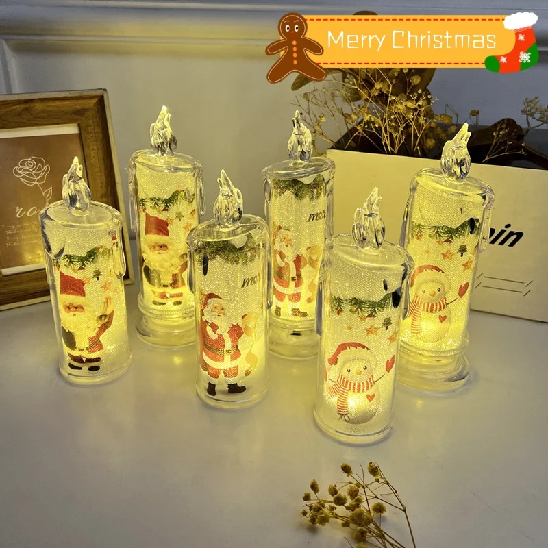 

20PCS Christmas Candle Decoration LED Tears Electronic Candle Simulation Candle Father Christmas Snowman New Year Decoration